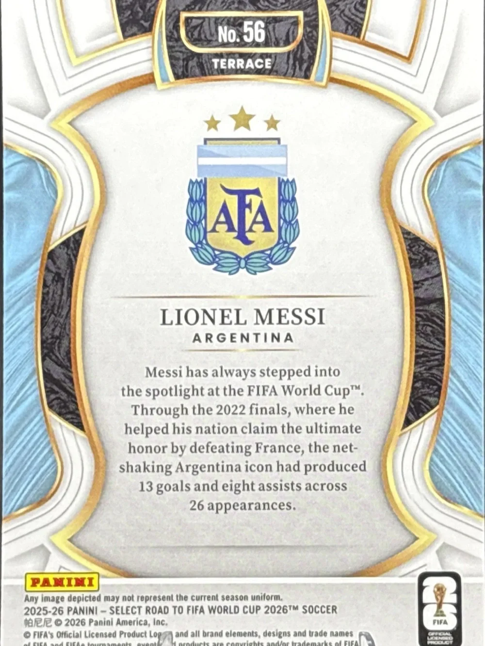 Panini Select Lionel Messi Argentina Soccer Card